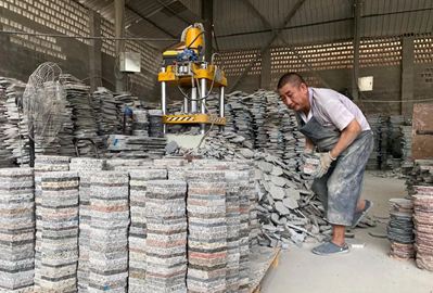 石材廢料加工的冰裂紋 扇形園林地鋪石 隱形冠軍